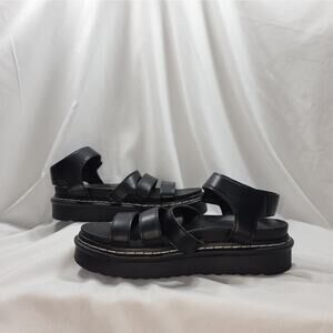 ID Required Platform Sandals Lug Sole Black Strappy Womens Size 8